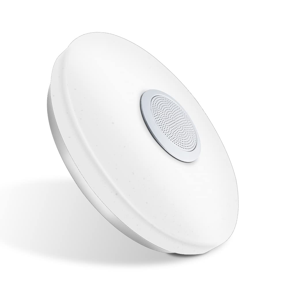 ELINKUME lámpara de techo LED de 30W regulable de 30CM, altavoz Bluetooth, lámpara de techo LED con cambio de color y control remoto, adecuada para dormitorio, sala de estar, habitación de niños