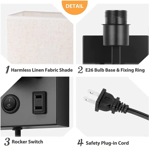 Haitral Wall Sconces Plug In With Bulbs - Wall Lamps For Bedroom With Usb And Outlet,Sconces Wall Decor Set Of 2 With Switch And Bulb Wall Light Fixtures For Living Room,Bedroom(Include Bulbs)-Black #TOP3