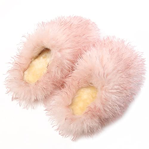FUNCOS Women's Faux Fur Wool Slippers Closed Toe Winter Fuzzy Indoor House Slipper Shoes2