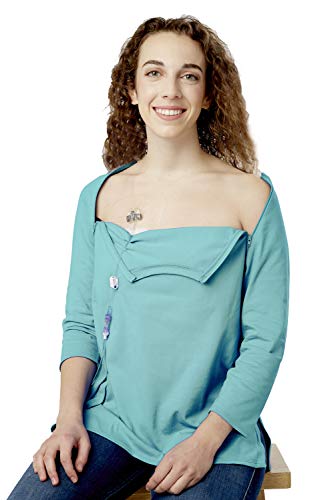 Care+Wear Womens Dual Port Access Chemo Shirt Teal