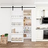 WIN STELLAR Sliding Barn Doors -Four Levels Bookshelf Style Design Installation Hardware Kit Included,30'' x 84''