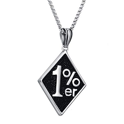 Valily One Percent Charm Necklace Stainless Steel Motorcycle Biker Jewelry Gift for Men