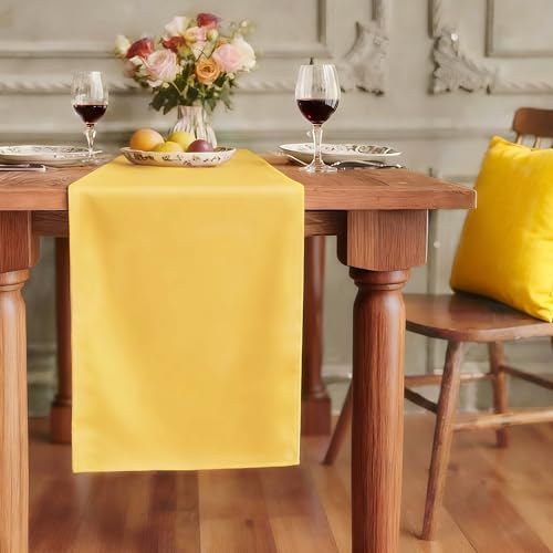 FOLINS&HOME Yellow Waterproof Decorative Table Runner 108 Inches Long
