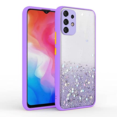 Image of VONZEE Case Compatible with Samsung Galaxy A23 5G /4G, Non Moving Glitter Cover for Girls & Women Soft TPU Shockproof Anti Scratch Drop Protection Cover (Purple)