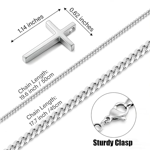 weryerker 2 Pieces Cross Necklace for Men, Layered Choker Necklace Cross Pendant Stainless Steel Chains for Men Jewelry Gift - Image 3