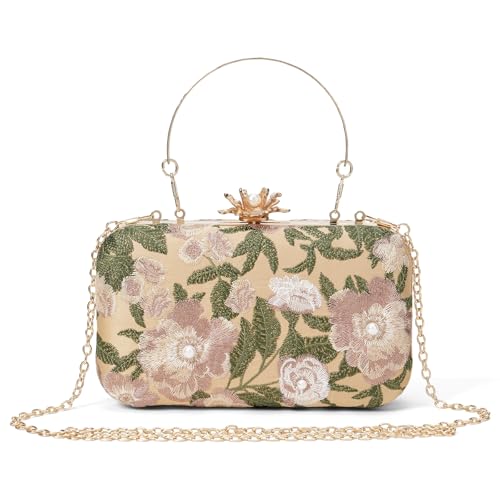 Image of RNIEGA Vintage Floral Clutch Purses for Women Wedding Guest Purse Evening Bag for Wedding Party Prom
