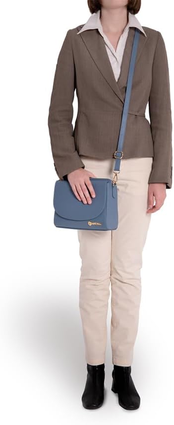 Baroncelli Leather Crossbody Bag, 3 Compartments, Long Strap