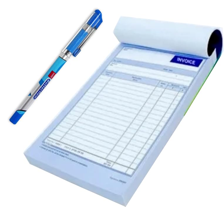 Image of Bill Book, Cash Memo Note Book, 8.5 inch Long & 5.25 inch Wide, A5 Size, for Shop, Office, Store with Pen