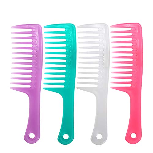 HERIS 4 Pieces Large Tooth Detangle Comb 9.5 Inches Anti-static Wide Tooth Hair Comb Salon Shampoo Comb for Thick Hair Long Hair and Curly Hair