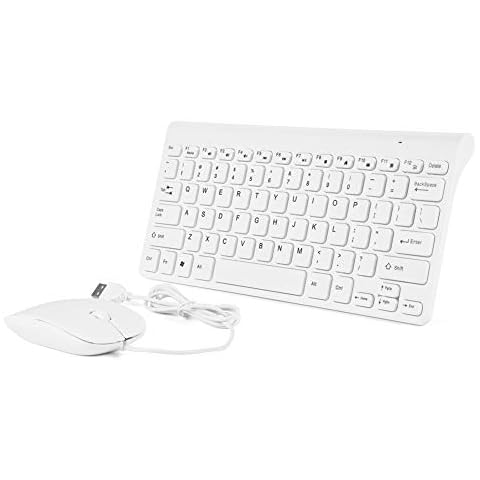Byged USB Wired Keyboard and Mouse, Ultra Thin Compact Size Mini Portable USB Wired Corded Keyboard Mice Combo Set for Computer, Laptop, PC, Desktop, Notebook, Windows 7, 8, 10(White) Cover