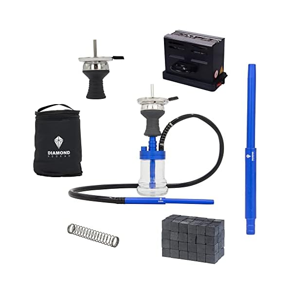 DIAMOND HOOKAH Premium Travel Shisha to Go + 1 KG Kohle + Toaster + 1 x Schlauchset, Wasserpfeife Shisha Edel…