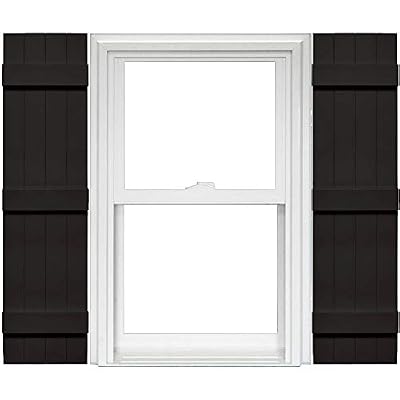 Mid America Board and Batten 14" 4 Board Joined Vinyl Standard Shutter (1 Pair) - 14 x 55 002 Black