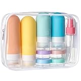 Dryxog 17 Piezas Botes Viaje Rellenables Botellas Silicon Prueba Fugas con Etiquetas Recipientes Prueba Fugas Tubos Viajes Accesorios Travel Essentials para Champú Acondicionador Loción Jabón