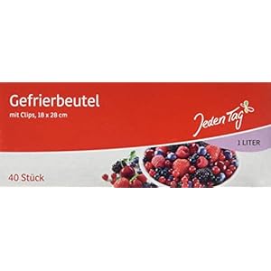 Jeden Tag Gefrierbeutel mit Clips 1l, 40 Stück