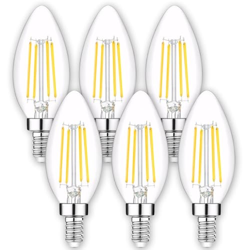 Oaomi C35 E14 LED Lampe Warmweiß, 6er Pack 4W Glühbirne 2700K Filament...