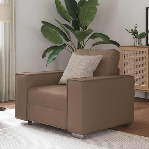 QZZCED Sillón Moderno Capuchino 59 cm con Cojín de Cuero Sintético para Salón y Espacios Interiores, Diseño Minimalista con Líneas Limpias, Acolchado Cómodo, Estructura Resistente