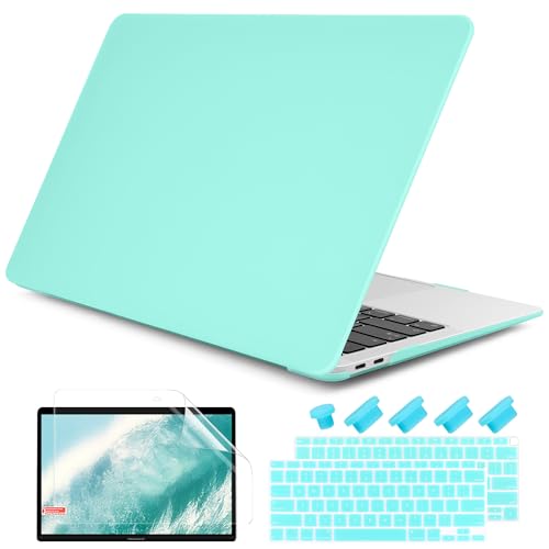 DONGKE Compatible with New MacBook Air 13 inch Case 2022 2021, 2020-2018 Release Model: M1 A2337 A2179 A1932, Matte Hard Case Cover for MacBook Air 13 inch with Retina Display Fits Touch ID - Cyan