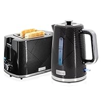 briebe Elegance Set Brot-Toaster, breiter Schlitz, 2 Scheiben, 7 Bräunungsstufen + elektrischer Wasserkocher 1,7 l, kabellos, 2200 W, schnelles Kochen, BPA-frei, Frühstückspack, modernes Design