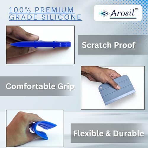 Image of Fully Silicone Squeegee Wiper (3Pcs) | Flexible Non-Scratch Kitchen & Bathroom Cleaning Tool for Water Stains, Glass, Mirrors & Countertops, Natural Grip, Long Life, Home and Car Accessory