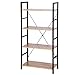 eSituro Scaffale Libreria in Metallo Scaffale Modulare a 4 Ripiani Scaffalatura Portaoggetti per Cucina Soggiorno Nero-Rovere SSTR0049