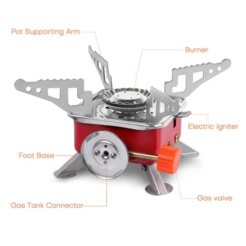 Image of EYUVAA LABEL Portable Camping Stove for Travel Lightweight Backpack Butane Gas Burner, Compact Cooking Stove, Small Foldable Gas Stove for Hiking, Travel, Outdoor Cooking, and Camping (Pack of 1)