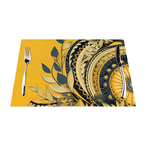 Napperon tissé en PVC jaune de table 45x30 cm antidérapant - 4