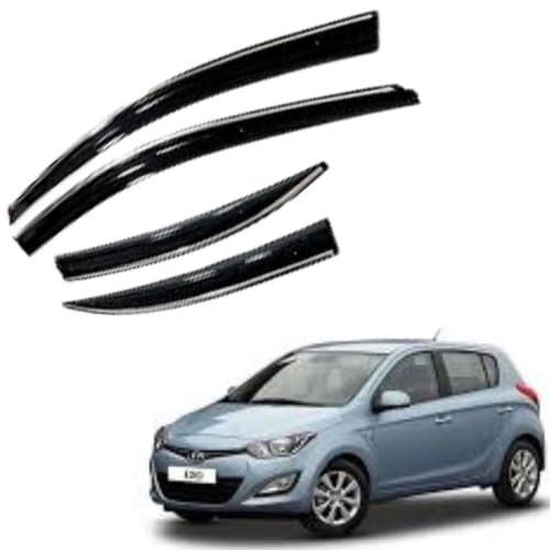 Image of CAR SAAZ Chrome Line Door Visor for I20 (2008-2014)(Set of 4Pcs) | Rain Guard Wind Deflector