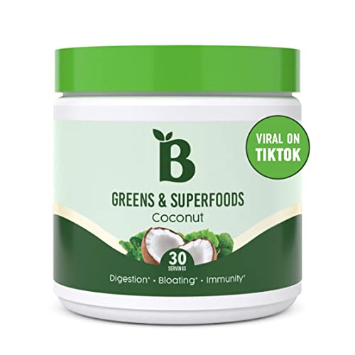 Bloom Nutrition Green Superfood | Super Greens Powder Juice & Smoothie Mix | Complete Whole Foods (Organic Spirulina, Chlorella, Wheat Grass), Probiotics, Digestive Enzymes, & Antioxidants (Coconut)