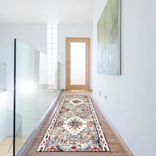 Alfombra boho para pasillo negra de 60x200 cm lavable y transitable 5