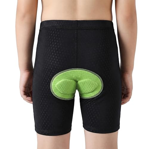 IAGUSOT Kids Padded Bike Shorts Boys Girls Balance Bike Youth Compression Tight Cycling Underwear Shorts,Large,Black