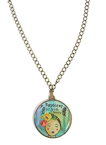 Kelly Rae Roberts 30-in Brass-Tone 'Explorer of Truth & Beauty' Medallion Pendant Necklace