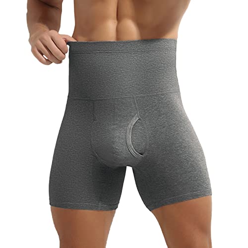 Mens Boxers Bodybuilding Tummy Control Shorts High Waist Slimming Underwear Body Shaper Seamless Belly Girdle Boxer Briefs Khaki