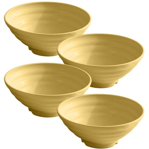 Image of Wheat Straw Salad Bowls Set (900ml) - Large Microwave Safe, Unbreakable & Stackable Bowls for Salad, Pasta, Soup, Ramen - BPA-Free, Eco-Friendly, Lightweight Serving Bowls for Kitchen (4, Yellow)