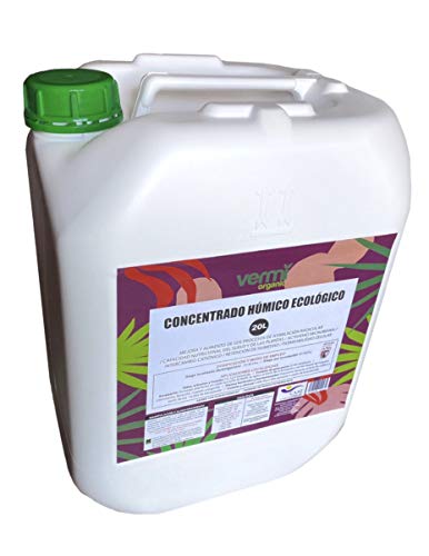 VERMIORGANIC Fertilizante - Abono Concentrado de Ácidos Húmicos Ecológico, 20 L. Fabricado a Partir de Leonardita y Humus de Lombriz