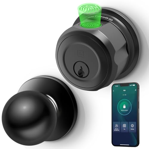 GeekTale Fingerprint Deadbolt with Knob Smart Door Lock with App Keyless Entry for Front Door