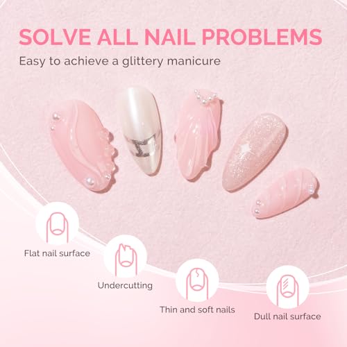 Image of MelodySusie 2PCS 15ML Clear Nude Pink Builder Nail Base Gel for Nails Thickening,Soak Off UV Extension Gel,Rhinestone Nail Glue in a Bottle for Nail Art Design Gift for Women