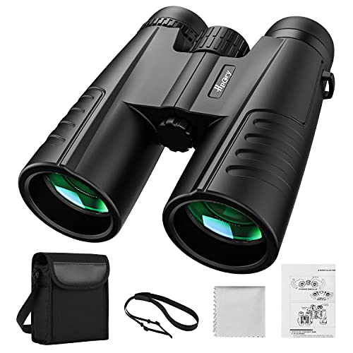 Binoculars for Adults, Hpory 12Ã—42 HD Professional Binoculars with Clear Low Light Night Vision, Compact Waterproof Large View High Power Binoculars for Hunting, Bird Watching, BAK4 Prism
