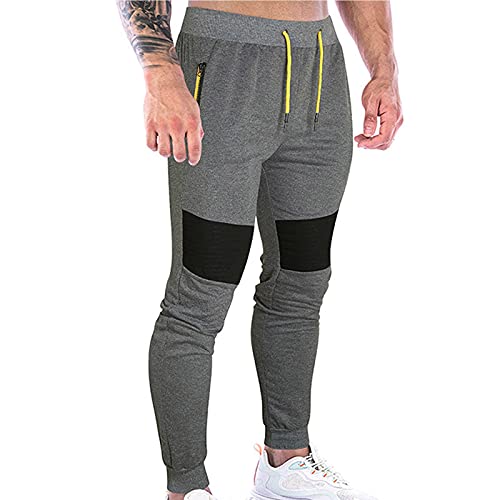 Calça casual de ioga atlética com cintura média com bolsos slim masculina calça de moletom joggers m