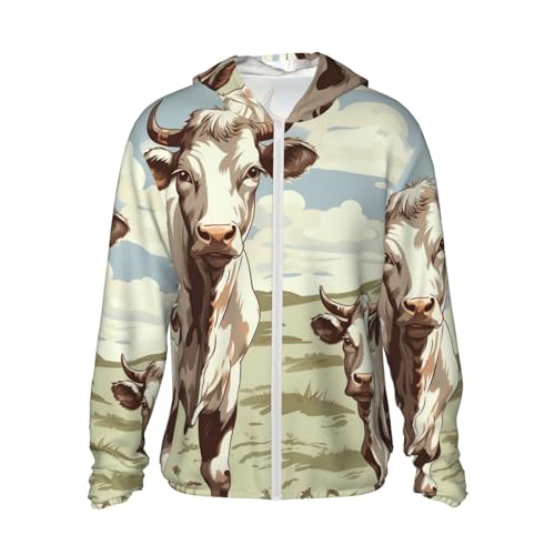 Veste à capuche avec fermeture éclair intégrale UPF 50+ motif vache