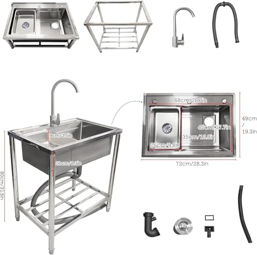 Évier utilitaire en acier inoxydable résistant pour buanderie et garage - 8