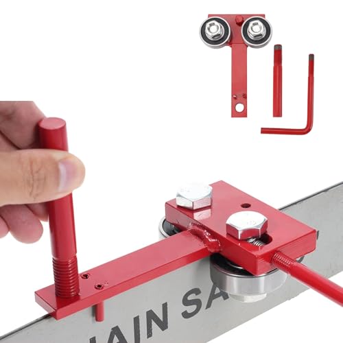 Chainsaw Bar Rail Tightening Repair Tool, Cast Iron Aluminum Chainsaw Bar Rail Closing Tool with Efficient File Design, for Chainsaw Chain Grinding, Red