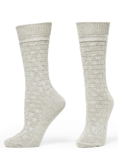 Image of HUE Women's Merino Wool Blend Crew Boot Breathable Natural Temperature Regulating Moisture Wicking Athletic Socks 2 Pair Pack