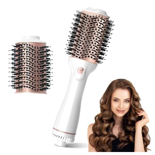 HyAdierTech Spazzola Asciugacapelli, 4 in 1 Ioni Negativi Spazzola Ad Aria Calda, 1200W Spazzola phon Asciugacapelli e Styler, 2 Velocità e 3 Temperature, per Capelli Ricci, Lisci e Volumizzanti