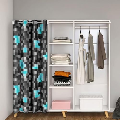 Rideau de porte abstrait Scheckered plaid patchwork gris bleu
