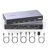 UGREEN 8K@60Hz HDMI KVM切替器 2入力1出力 PC2台をUSB 3.0ポートx3 ＆ USB-Cポートx1 とモニター1台共有 KVMスイッチ 3D/CEC/HDRに対応 ...