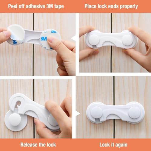 Image of Safe-O-Kid Childproof Home Safety Combo | 1 Multipurpose Safety Lock, 2 Smiley End Locks & 4 NBR Corner Guards | Baby Proofing Safety Kit for Cabinets, Drawers & Furniture Protection - Assorted