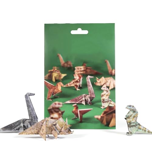 Nymora Paper Dinosaur Origami Kit, 50pcs DIY 3D Dinosaur-Craft, Creative Papercraft Activity for Kids Adults, Handmade Dinosaur Desk Decoration Gift