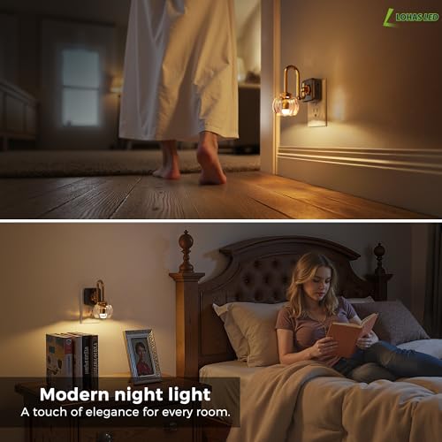 Image of L LOHAS LED Night Lights Plug into Wall, 3000K Soft White LED, Floral Night Lights with Dusk to Dawn Sensor, 0-100lm Adjustable Brightness, for Hallway Bedroom Stairway