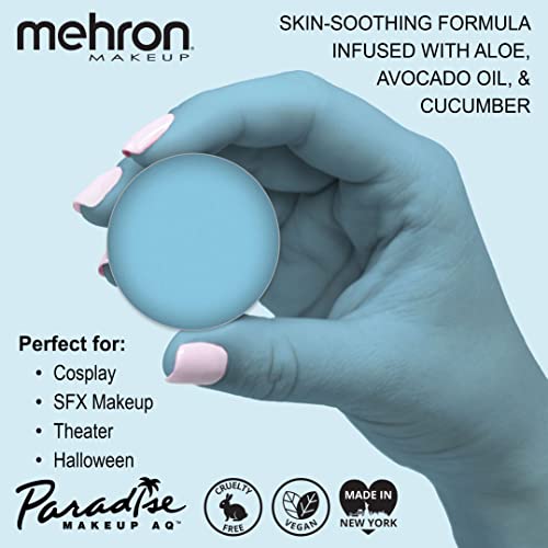 Image of Mehron Makeup Paradise Makeup AQ Refill Size | Stage & Screen Performance, Face & Body Painting, Beauty, Cosplay, and Halloween | Water Activated Face Paint, Body Paint .25 oz (7 ml) (Light Blue)