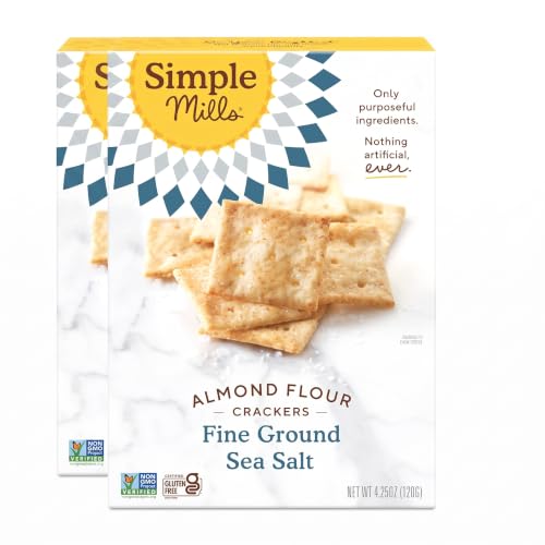 Simple Mills Almond Flour Crackers, Fine Ground Sea Salt, 4.25 Oz (Pack of 2)